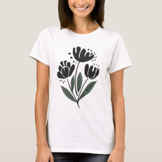 Camiseta Design de Flor Elegante Batido