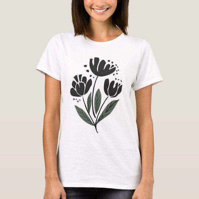 Camiseta Design de Flor Elegante Batido (Frente)
