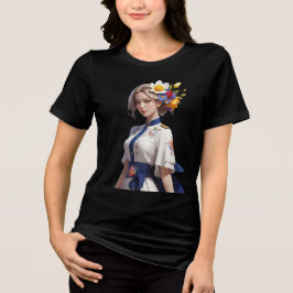 Camiseta Design de Flor Romântico Multicolorido