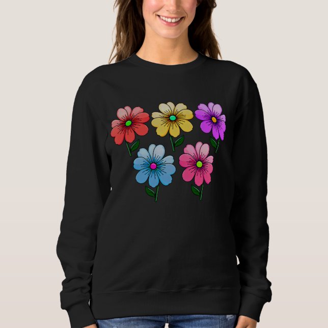 Camiseta design de flores de 5 cores (Frente)