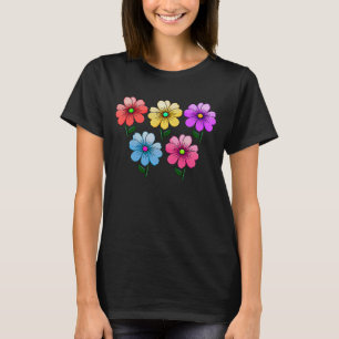 Camiseta design de flores de 5 cores