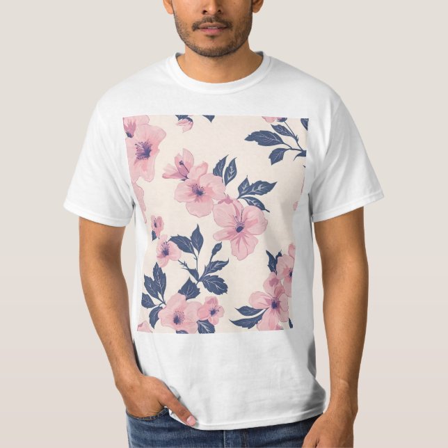 Camiseta Design de Flores Rosa (Frente)