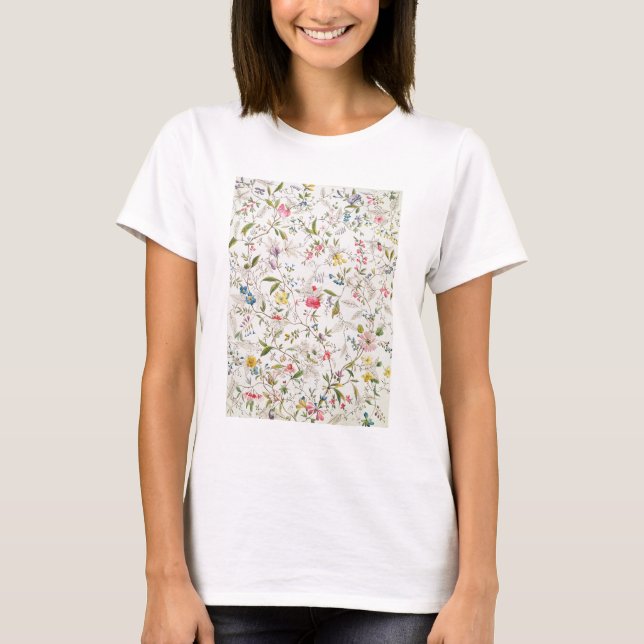 Camiseta Design de flores selvagens para matérias de seda,  (Frente)