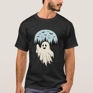 Camiseta Design de Floresta da Lua Fantasma de Halloween_1