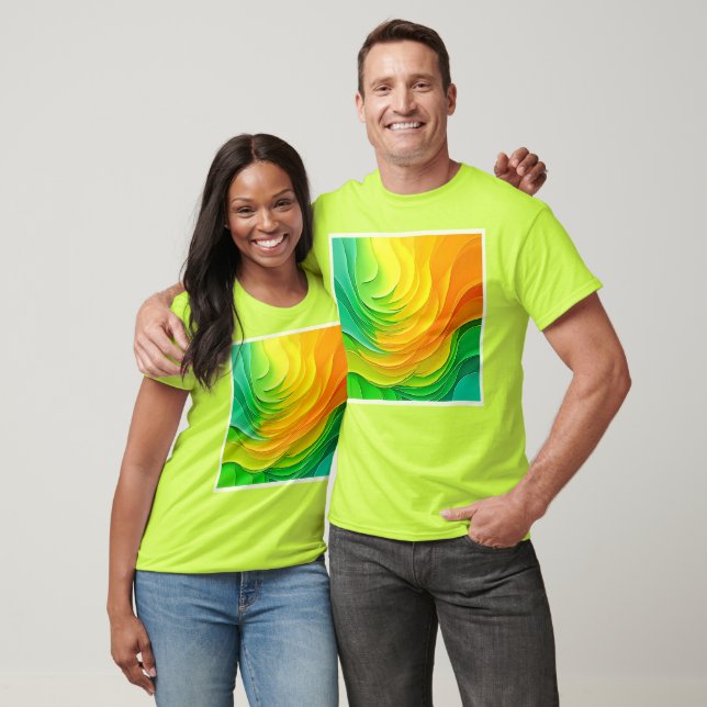 Camiseta Design de Fluxo de Energia de Cor Abstrata (Unissex)
