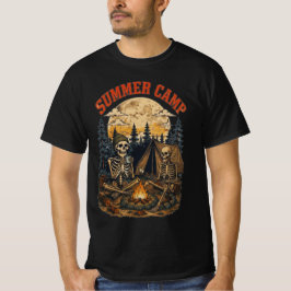 Camiseta Design de fogueira de acampamento esqueleto de ver