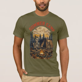 Camiseta Design de fogueira de acampamento esqueleto de ver