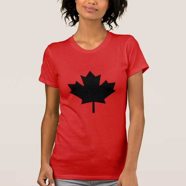 Camiseta Design de Folha de Mão do Carteiro Negro Canadense (Frente)