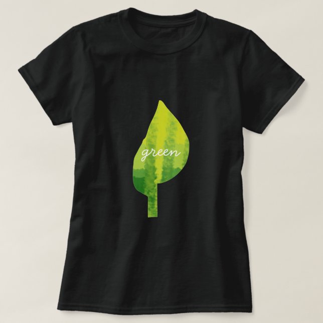 Camiseta Design de folha verde da natureza (Frente do Design)