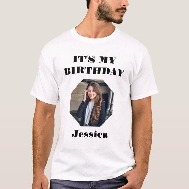 Camiseta Design de Foto Personalizada "É Meu Aniversário" - (Frente)
