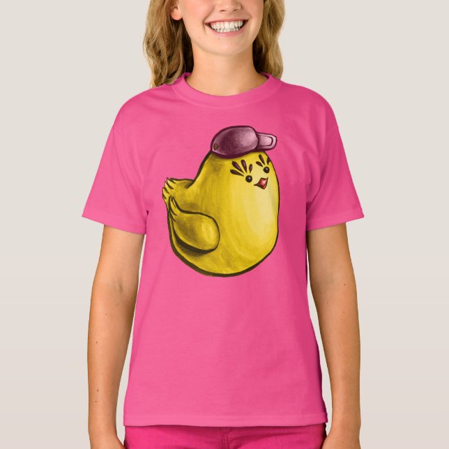 Camiseta Design de frango giro - Páscoa Pintinho amarelo en (Frente)