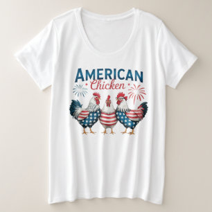 Camiseta Design de Frango Patriótico Americano de 4 de Julh