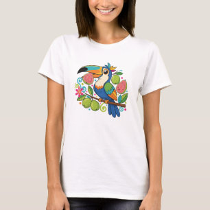 Camiseta Design de Fruta de Pássaro Tropical de Tucano Jovi
