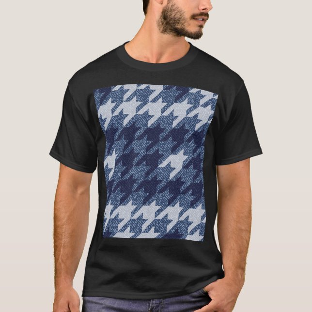 Camiseta Design de Fundo dos Jeans de Tartan Houndstooth (Frente)