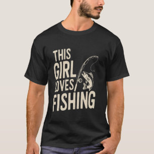 Camiseta Design de Garota Amante da Pesca para Mulheres, Ad