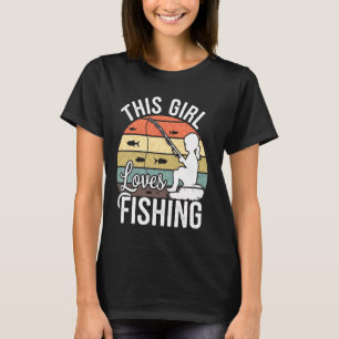Camiseta Design de Garota Amante da Pesca para Mulheres, Ad