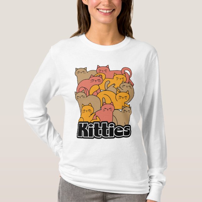 Camiseta Design de Gatinho de  bonitos - Arte de gatos ador (Frente)