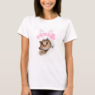 Camiseta Design de Gatinho de Peeking Cute Meowallo