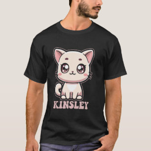 Camiseta Design de Gatinho Fofo Kinsley para Meninas Nome K