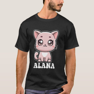 Camiseta Design de Gatinho Fofo Kitty para Meninas Nome Ala