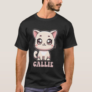 Camiseta Design de Gatinho Fofo Kitty para Meninas Nome Cal