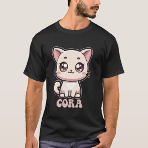Camiseta Design de Gatinho Fofo Kitty para Meninas Nome Cor