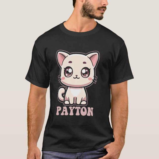 Camiseta Design de Gatinho Fofo Kitty para Meninas Nome Pay (Frente)