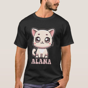Camiseta Design de Gatinho Fofo para Meninas de Nome Alana