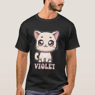 Camiseta Design de Gatinho Gato Fofo Violeta para Meninas N