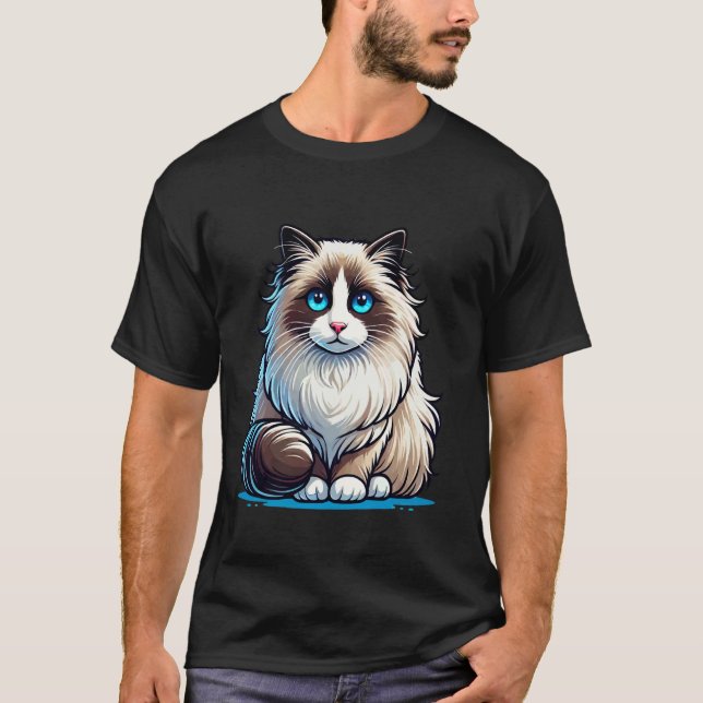 Camiseta Design de Gato Adorável Ragdoll (Frente)