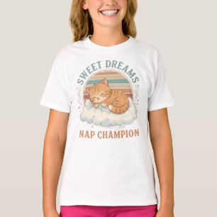 Camiseta Design de Gato Adormecido Fofo