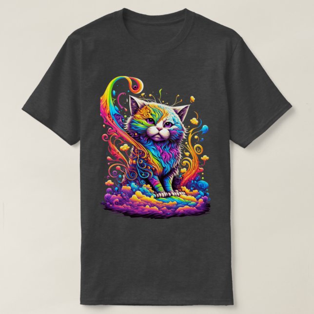Camiseta Design de Gato Arco-Íris (Frente do Design)