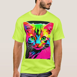 Camiseta Design de Gato Colorido