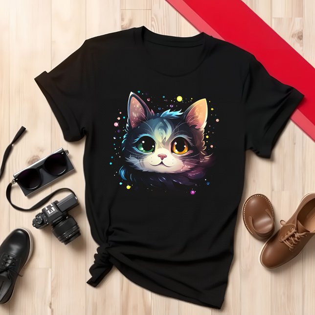 Camiseta Design de Gato Colorido Único (Criador carregado)