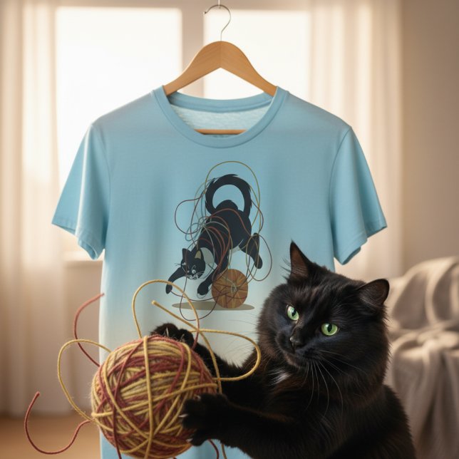 Camiseta Design de Gato com Bola de Fio Divertida – Gato Fo (Criador carregado)