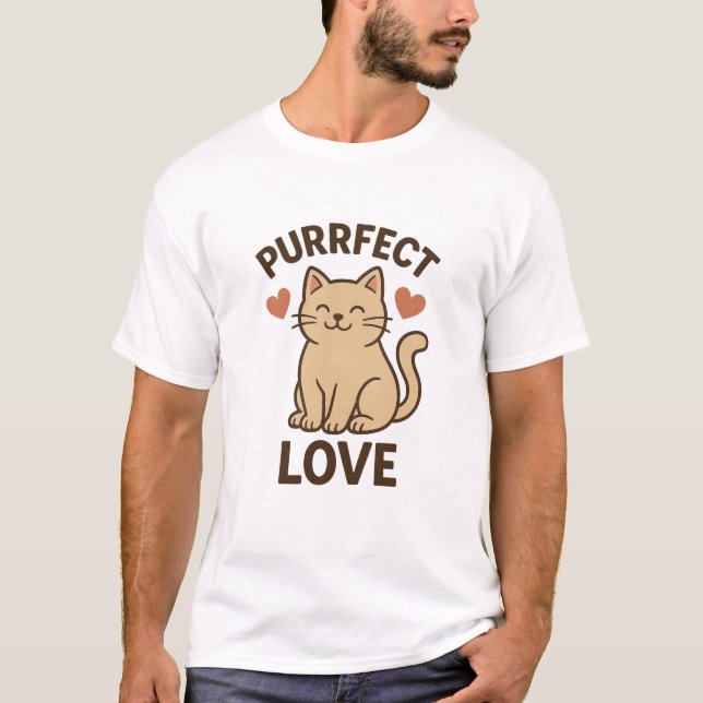 Camiseta Design de Gato de Amor Perfeito | Cute Romântico A (Frente)