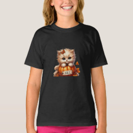 Camiseta Design de Gato de outono para Crianças