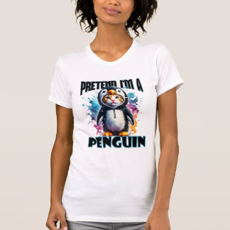 Camiseta Design de Gato de Pinguim Bonito para Criações Rep