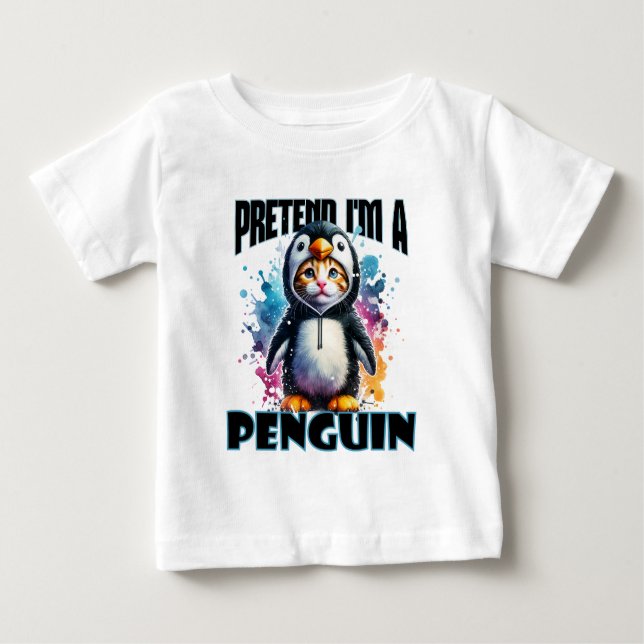 Camiseta Design de Gato de Pinguim Bonito para Criações Rep (Frente)