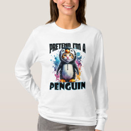 Camiseta Design de Gato de Pinguim Bonito para Criações Rep