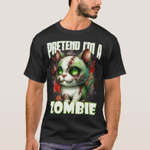 Camiseta Design de Gato de Zombie Quirky para Diversão de H