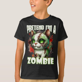 Camiseta Design de Gato de Zombie Quirky para Diversão de H