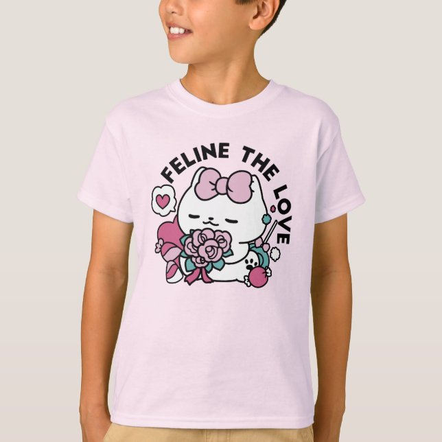 Camiseta Design de Gato Dia de os namorados Bonito - Feline (Frente)