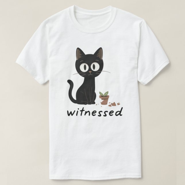 Camiseta Design de Gato Engraçado Presenciado (Frente do Design)