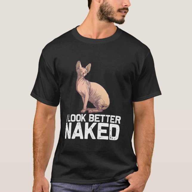 Camiseta Design De Gato Engraçado Sphynx Para Homens Inosos (Frente)