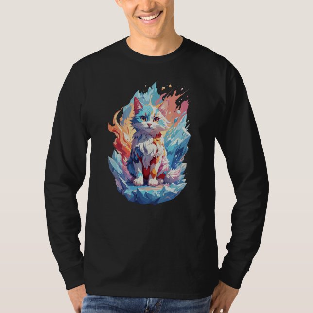 Camiseta Design de Gato Fantástico de Cristal Bonito (Frente)