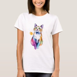 Camiseta design de gato giro engraçadinho para dama