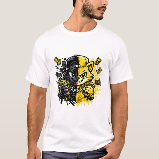 Camiseta Design de Gato Grafite Urbano (Frente)