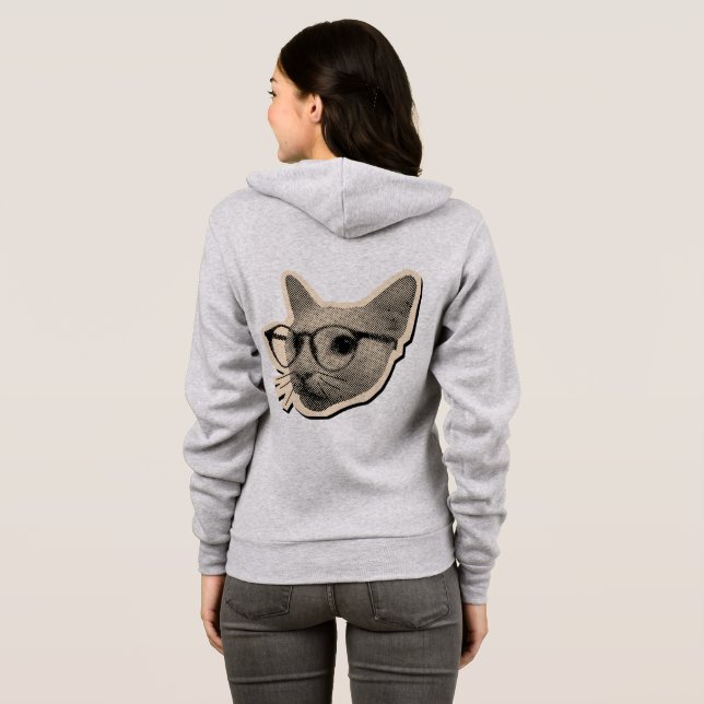 Camiseta "Design de Gato Inteligente com Óculos (Parte Traseira Completa)