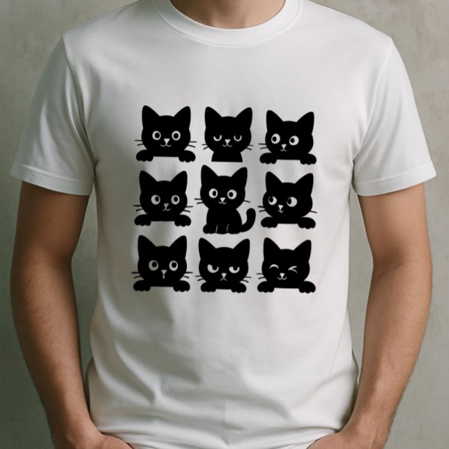 Camiseta Design de Gato Negro Elegante e Arte Reproduzível  (Criador carregado)